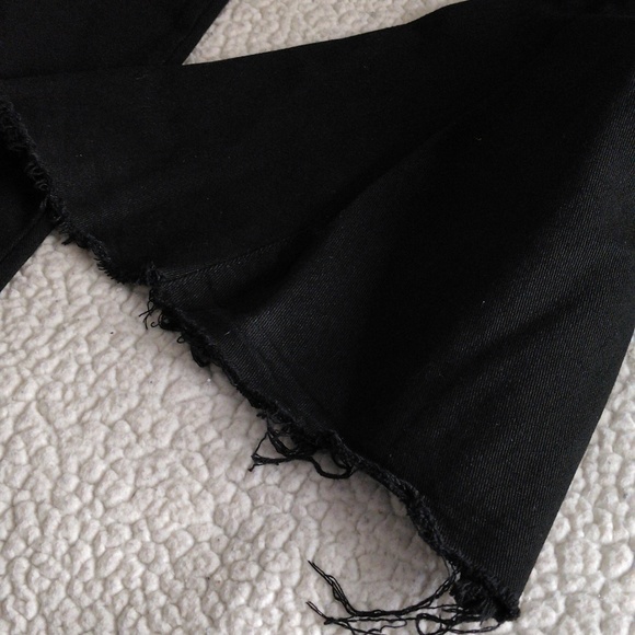 L&B Lucky & Blessed 3X Flare Black Pullon Stretch Waist Distressed Hem Jeans - Picture 15 of 17